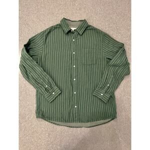 Free Assembly Button Up Shirt Mens L‎ Long Sleeve Striped Organic Cotton Green